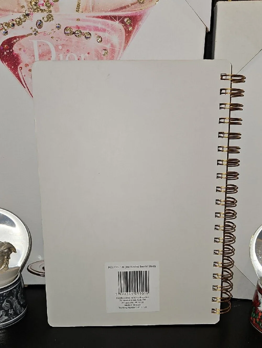 The Notetaker Spiral Notebook – White with Black & Purple Skeleton Design